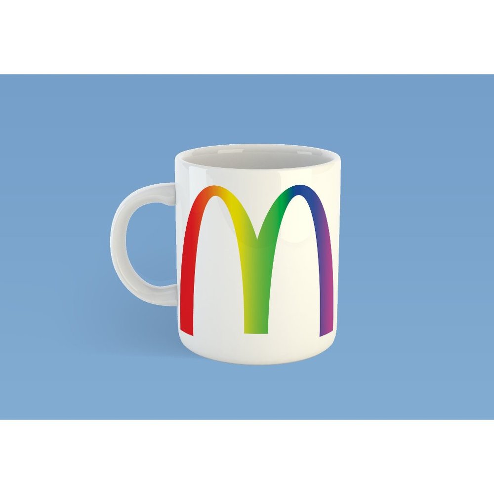 Funny mugs, Mc Donalds rainbow mug 11oz birthday gifts, Golden arches in rainbow